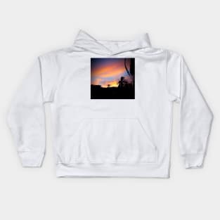 Sunset in the palm oasis Kids Hoodie